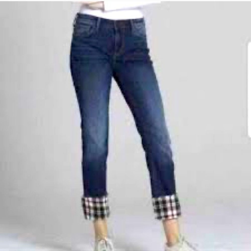 Driftwood Colette Plaid cuff jeans